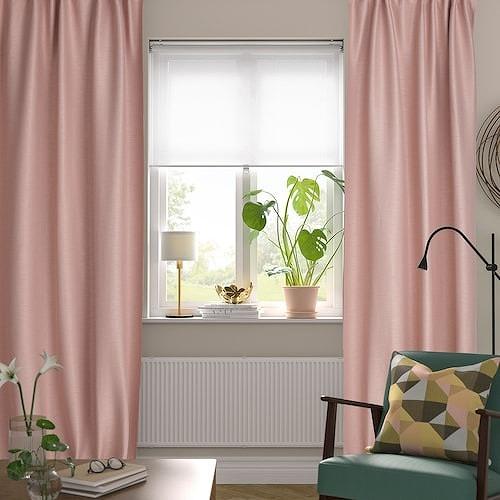 IKEA ヴィルボリ カーテン 145×250 ベージュ 2枚組 イケア（IKEA） 遮光カーテン ( わずかに透光 ) 1組 ピンク 145x250cm