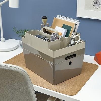 イケア（IKEA） ボックス ダークグレーベージュ 26×35×15cm m00586237