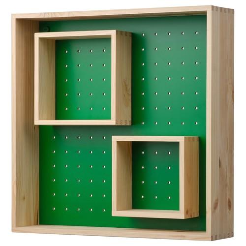 イケア（IKEA） ディスプレイシェルフ パイン材/グリーン 45×45cm