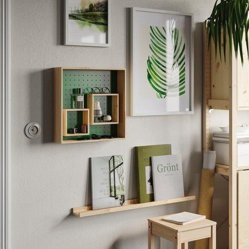 イケア（IKEA） ディスプレイシェルフ パイン材/グリーン 45×45cm