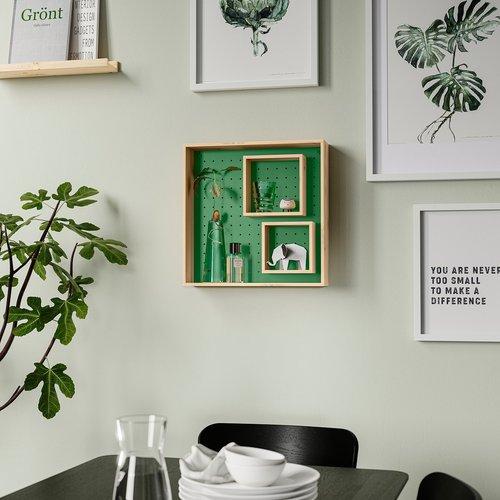 イケア（IKEA） ディスプレイシェルフ パイン材/グリーン 45×45cm