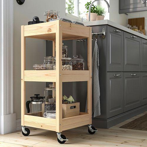 イケア（IKEA） ワゴン パイン材 38x38x82cm m00595741 LOSHULT