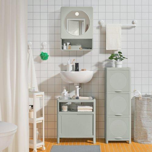 イケア（IKEA） 洗面ベースキャビネット 引き戸付き/グリーン 50×33