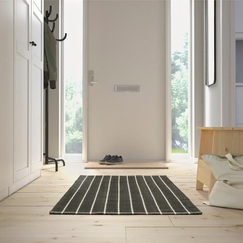 イケア（IKEA） ラグ 平織り グレー オフホワイト 80x180cm m00600969