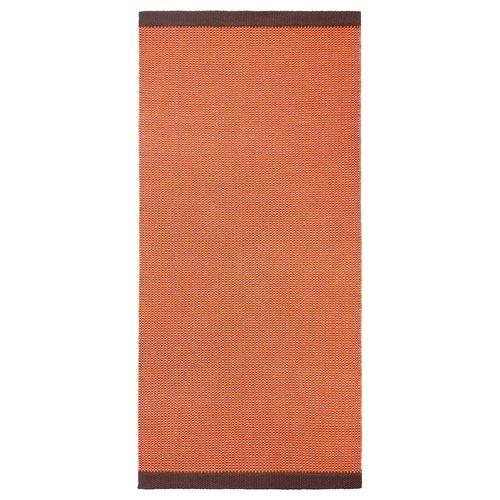 【未使用】約92cm x 178cm　ラグ　手織り　オレンジ　煉瓦色　ネイビー イケア（IKEA） ラグ 平織り ライトオレンジピンク 80x150cm m00623904