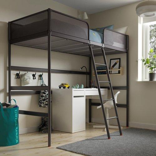IKEA SVÄRTA ロフトベッドフレーム(デスクトップ天板なし) イケア（IKEA） ロフトベッドフレーム ダークグレー 90x200cm
