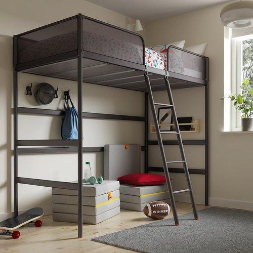 イケア（IKEA） ロフトベッドフレーム ダークグレー 90x200cm