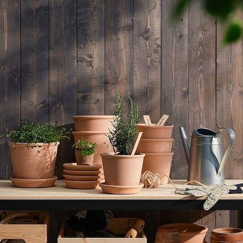 イケア（IKEA） 植木鉢 受け皿付き 室内 屋外用 テラコッタ 12cm