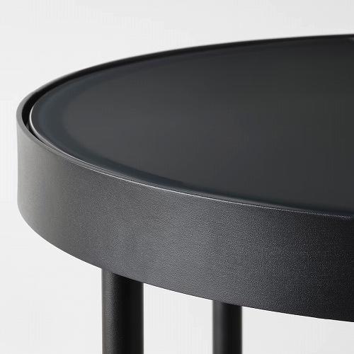 イケア（IKEA） サイドテーブル チャコール 大理石調 ブラック ガラス