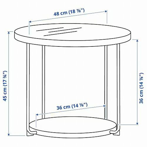 イケア（IKEA） サイドテーブル チャコール 大理石調 ブラック ガラス