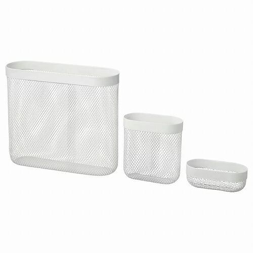 ホワイト ストレージバスケット 3個セット イケア（IKEA） 収納バスケット3個セット ホワイト m10517762 SKADIS