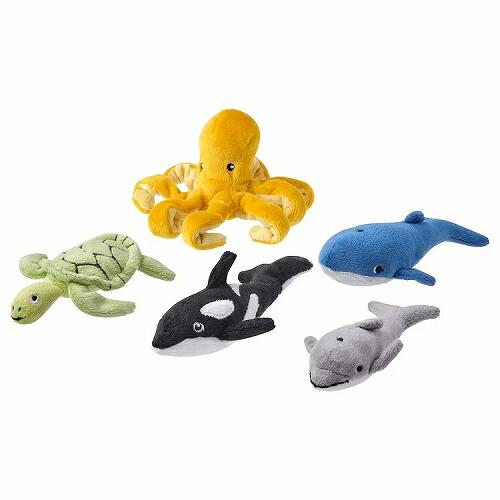  ソフトトイ　クッション　27個セット ぬいぐるみ イケア（IKEA） ソフトトイ ぬいぐるみ5点セット 海の動物 ミックス