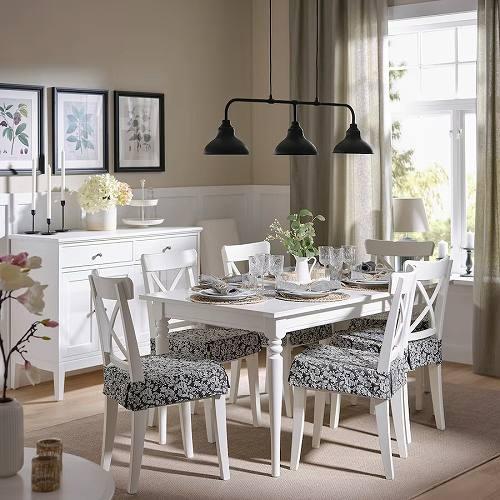 【お取引先決定済】IKEAのダイニングセット(チェアパット4枚付き) イケア（IKEA） チェアパッド グレー ホワイト 42 35x42x4cm m10548853