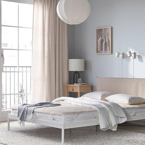 イケア（IKEA） マットレスプロテクター ベージュ ブルー セミダブル 