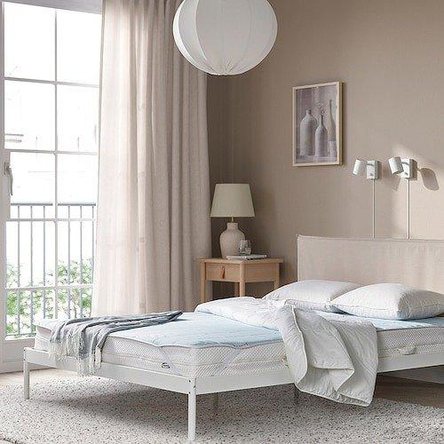 イケア（IKEA） マットレスプロテクター ベージュ ブルー クイーン 