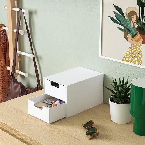 【値下げ中！】IKEA ホワイト木製チェスト 2引き出し付き イケア（IKEA） ミニチェスト（引き出し×2） ホワイト 16x25 cm