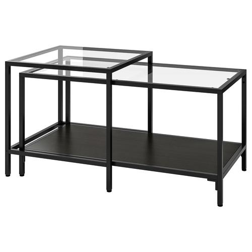 イケア（IKEA） ネストテーブル2点セット ライトベージュ/ガラス 90x50