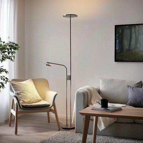 イスヤクト イケア 正規品 フロアアップライト 読書ランプ 新品・未開封 イケア（IKEA） LEDフロアアップライト 読書ランプ 調光可能 ニッケル