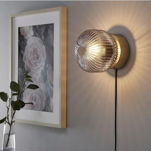 イケア（IKEA） ウォールランプ 真ちゅう グレークリアガラス