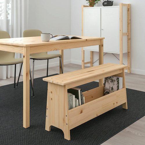 イケア IKEA ベンチ 収納付き パイン材 100cm m20501317