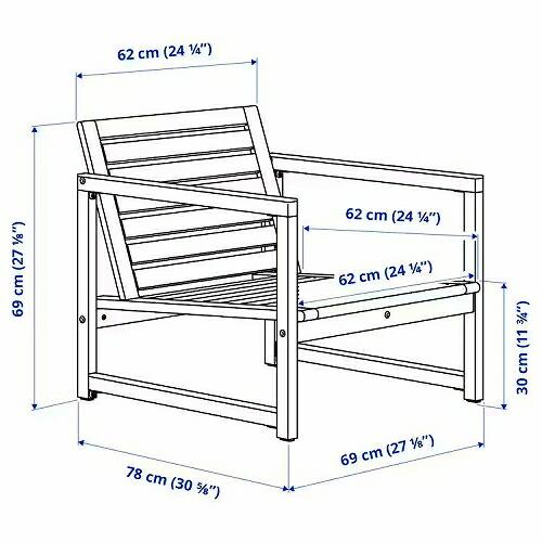 イケア（IKEA） ラウンジチェア 屋外用 ライトブラウンステイン
