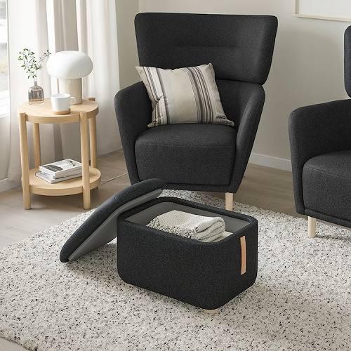 イケア（IKEA） オットマン 収納付き グンナレド ブラックグレー
