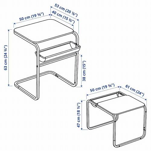 イケア（IKEA） サイドテーブル チャコール ダークグレー 53x50cm