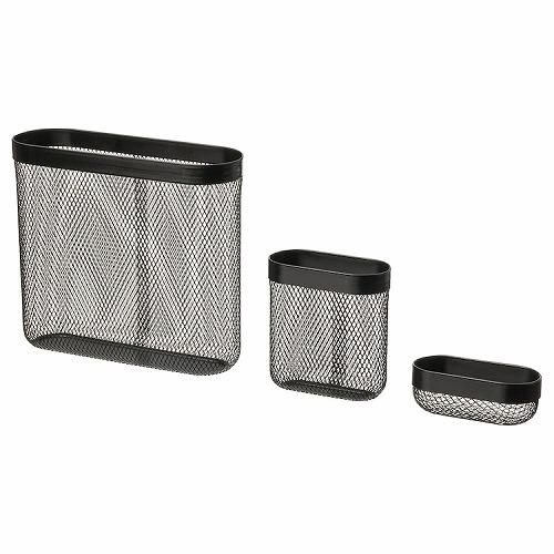 イケア（IKEA） 収納バスケット3個セット ブラック m20569944 SKADIS