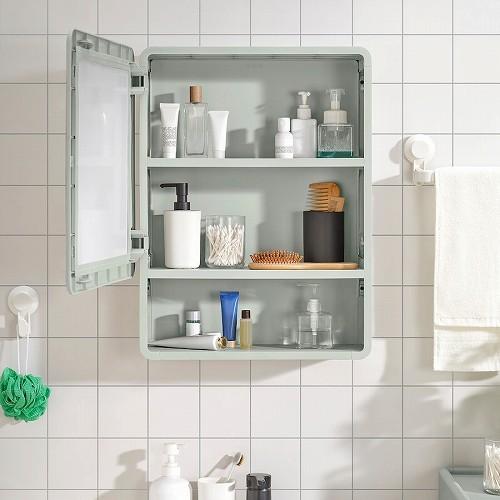 イケア（IKEA） ミラーキャビネット 扉1枚付き グリーン 44x15x59cm