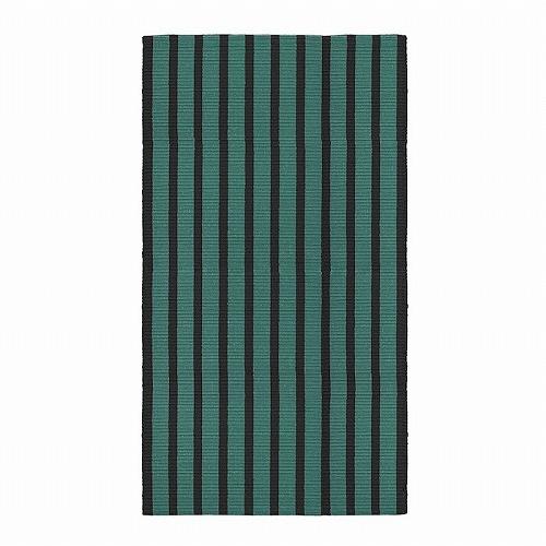 IKEA 新品　ダークグリーン 織り物ラグ イケア（IKEA） ラグ 平織り ブルーグリーン ブラック 80x150cm
