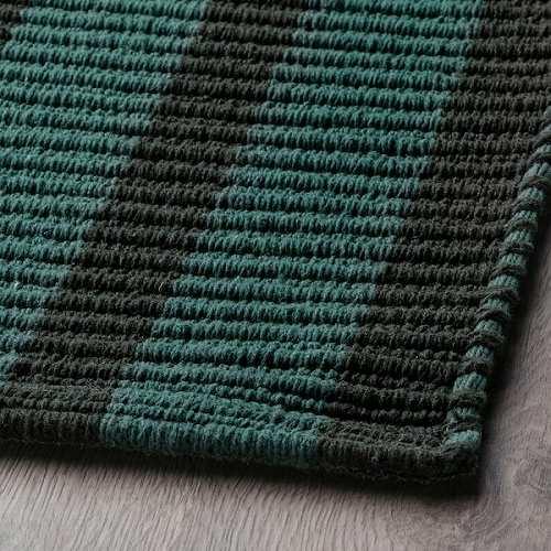 IKEA 新品　ダークグリーン 織り物ラグ イケア（IKEA） ラグ 平織り ブルーグリーン ブラック 80x150cm