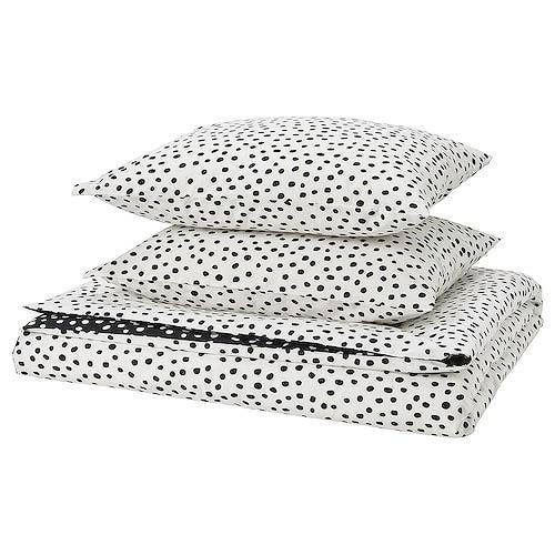 イケア（IKEA） 掛け布団カバー＆枕カバー ブラック ホワイト 水玉模様