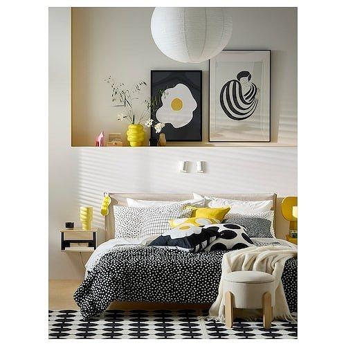 IKEAイケア MARKERADマルケラッド 掛け布団カバー＆枕カバー　新品 イケア（IKEA） 掛け布団カバー＆枕カバー ブラック ホワイト 水玉模様