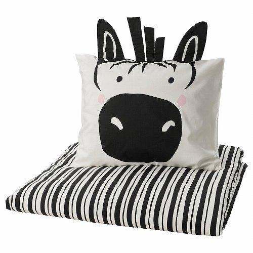 イケア（IKEA） 掛け布団カバー 枕カバー ブラック ホワイト シマウマ