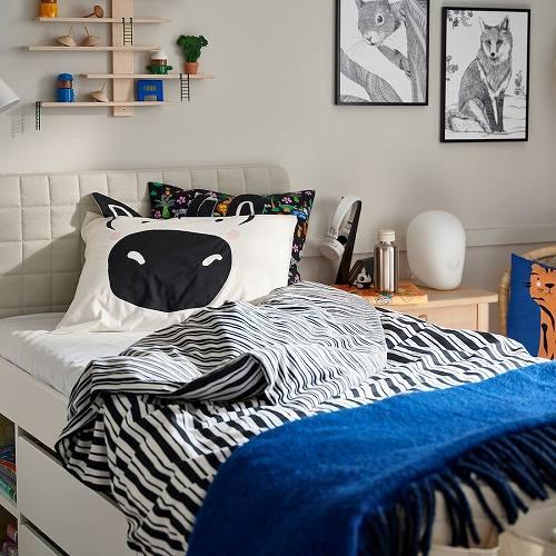 イケア（IKEA） 掛け布団カバー 枕カバー ブラック ホワイト シマウマ