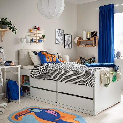 イケア（IKEA） ラグ パイル短 ブルー オレンジ オオハシ 83x125cm