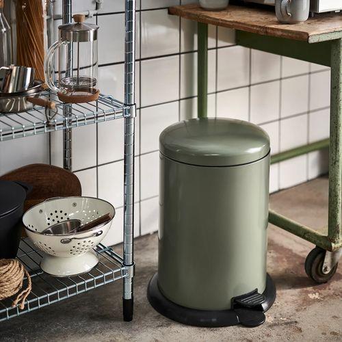 イケア（IKEA） ペダル式ゴミ箱 グレーグリーン 18l m20595392