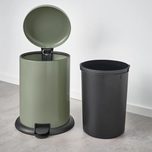 イケア（IKEA） ペダル式ゴミ箱 グレーグリーン 18l m20595392