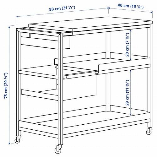 イケア（IKEA） ワゴン チャコール 80x40cm m30474865 TROTTEN