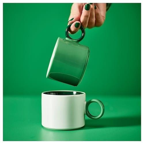 イケア（IKEA） マグ ホワイト グリーン 300ml 2ピース m30561829