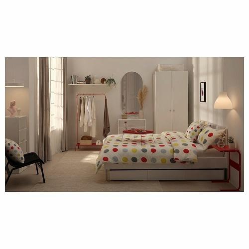 イケア（IKEA） ベッドリネン2点セット マルチカラー 水玉模様 