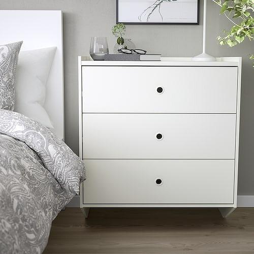 イケア（IKEA） ラックネス チェスト 引き出しx3 ホワイト 壁取り付け