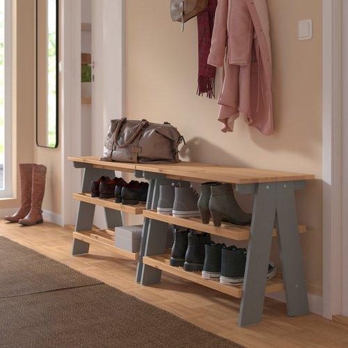 イケア（IKEA） ベンチ 靴収納付き グレー 80×38×56cm m30599323