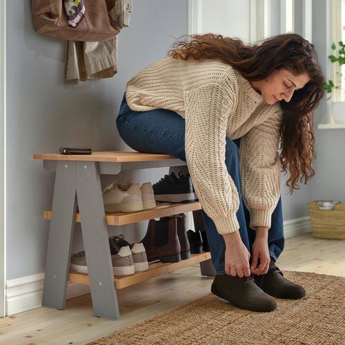 イケア（IKEA） ベンチ 靴収納付き グレー 80×38×56cm m30599323