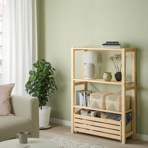 IKEA イケア 収納ボックス キャスター付き パイン材 78x30cm m40487141