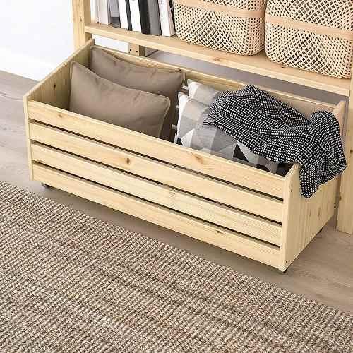 IKEA イケア 収納ボックス キャスター付き パイン材 78x30cm m40487141