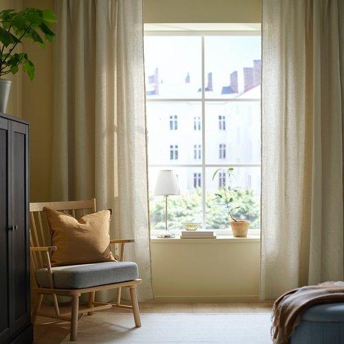 イケア（IKEA） 遮像・採光カーテン 1組 麻/ヘディングテープ付き 145