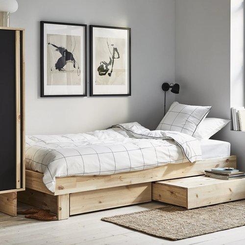 イケア（IKEA） ベッド下収納ボックス2個、トレイ2個 パイン材