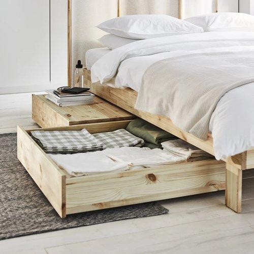 イケア（IKEA） ベッド下収納ボックス2個、トレイ2個 パイン材
