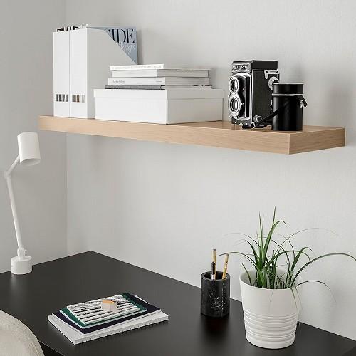 イケア（IKEA） ウォールシェルフ ホワイトステインオーク調 110x26cm